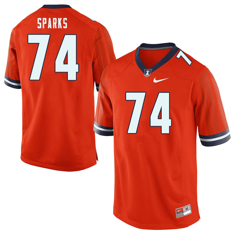 Men #74 Blaise Sparks Illinois Fighting Illini College Football Jerseys-Orange